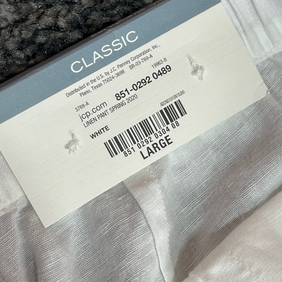 Liz Claiborne white Linen & cotton mid rise straight leg classic pants women’s L - Picture 16 of 17